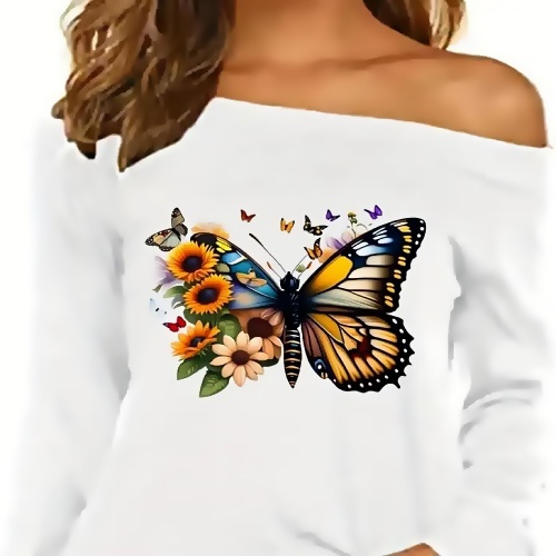 Short sleeve butterfly shirt womens