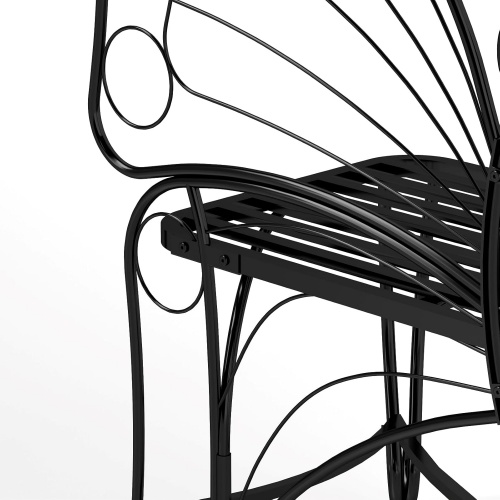 Black metal butterfly bench