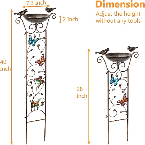 Metal butterfly bird bath