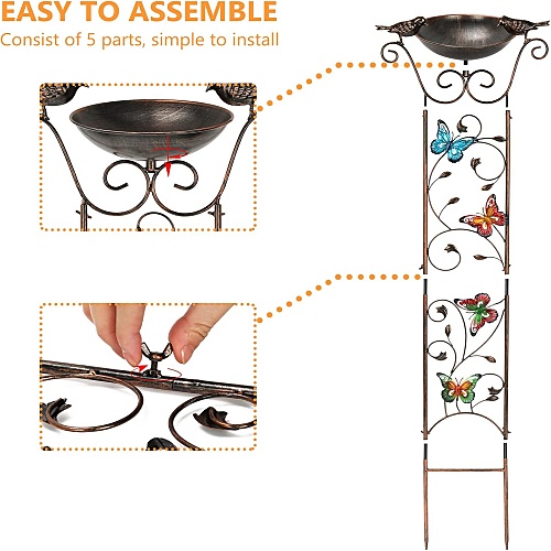 Metal butterfly bird bath