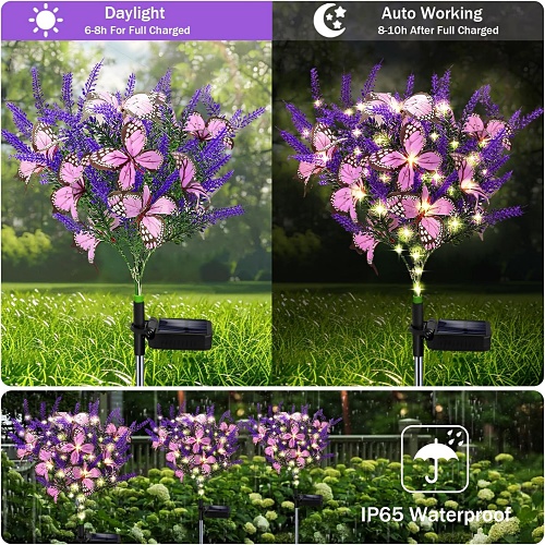 Solar garden butterfly stake lights
