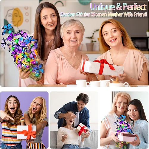 Solar powered butterfly garden decor