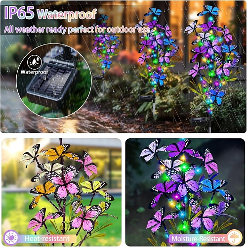 Solar powered butterfly garden decor
