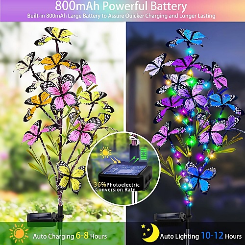 Solar powered butterfly garden decor
