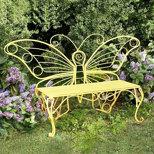 Yellow butterfly bench