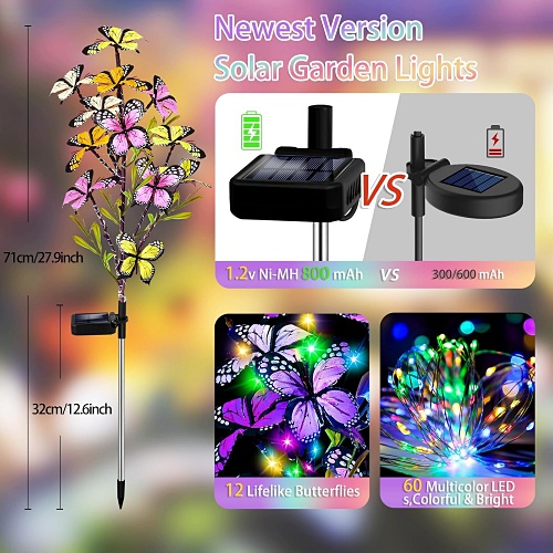 Solar powered butterfly garden decor