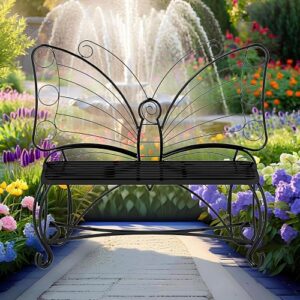 Black metal butterfly bench elegan...