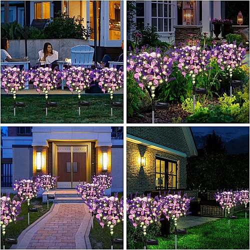 Solar garden butterfly stake lights