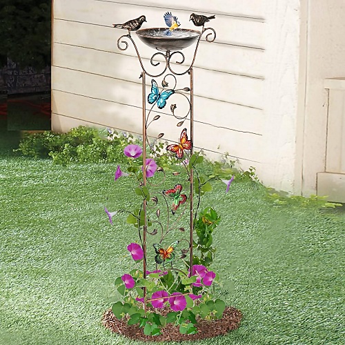 Metal butterfly bird bath