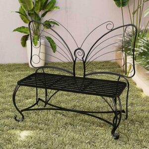 Black metal butterfly bench elegan...