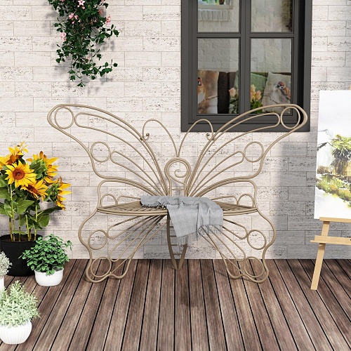Metal butterfly bench