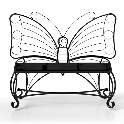 Black metal butterfly bench