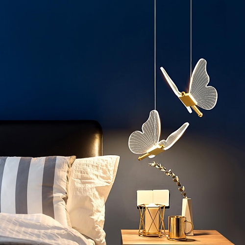 Butterfly lamp hanging from ceiling