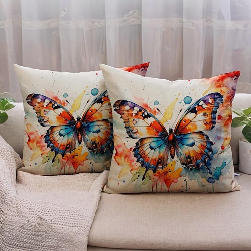 Watercolor butterflies throw pillow covers