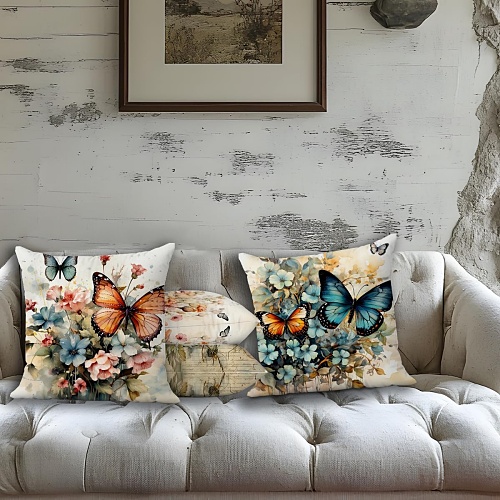 Vintage butterfly throw pillow covers
