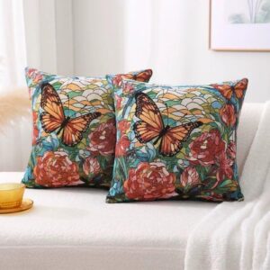 Butterfly embroidered pillow gorge...