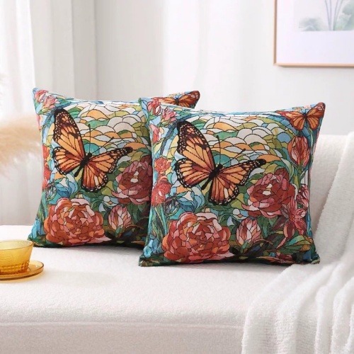 Butterfly embroidered pillow