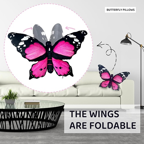 Pink butterfly decorative pillow