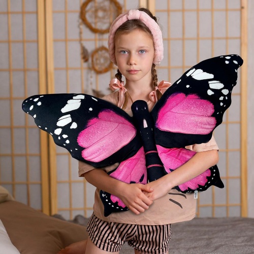 Pink butterfly decorative pillow