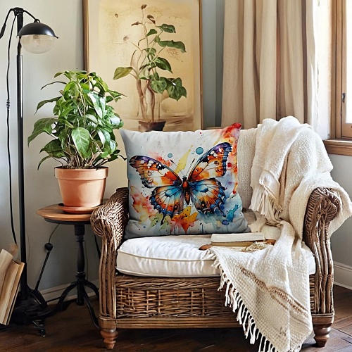 Watercolor butterflies throw pillow covers