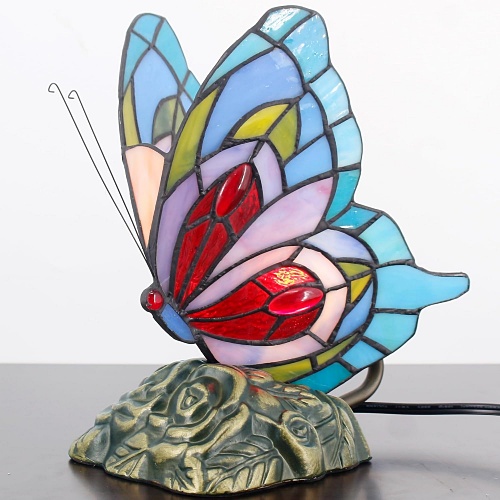 Tiffany style stained glass butterfly table lamp
