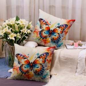 Watercolor butterflies throw pillo...