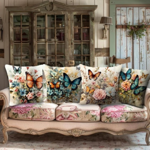 Vintage butterfly throw pillow cov...