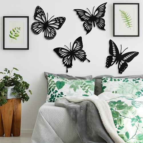 Black metal butterfly wall decor