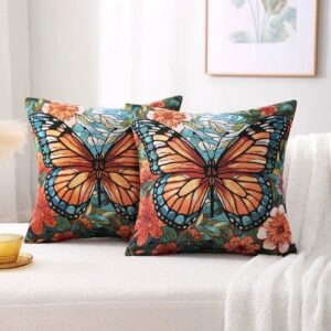 Butterfly embroidered pillow gorge...