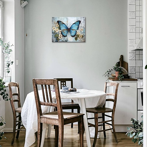 Blue butterfly canvas wall art