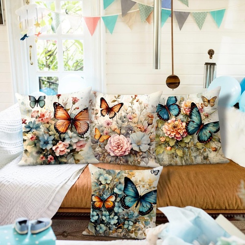 Vintage butterfly throw pillow covers
