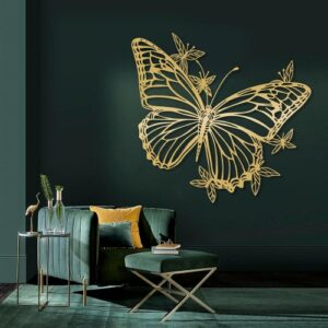 Gold butterfly wall decor metal