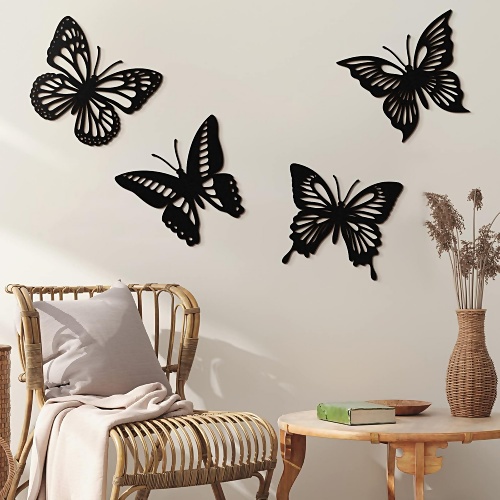 Black metal butterfly wall decor