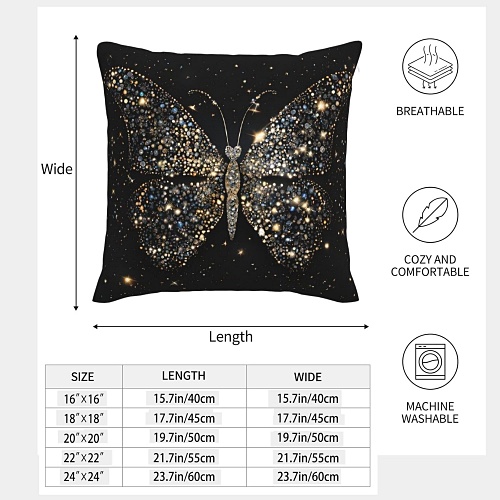 Rhinestone Butterfly Pillowcase