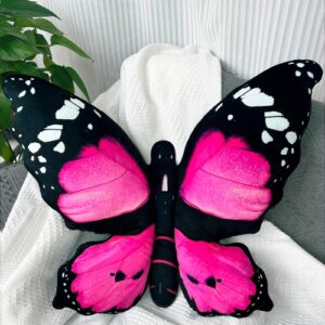 Pink butterfly decorative pillow c...