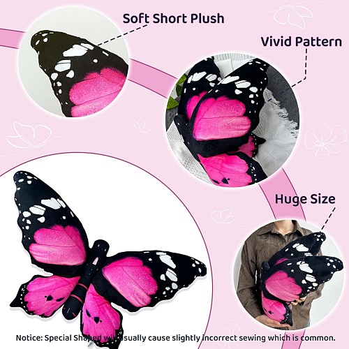 Pink butterfly decorative pillow