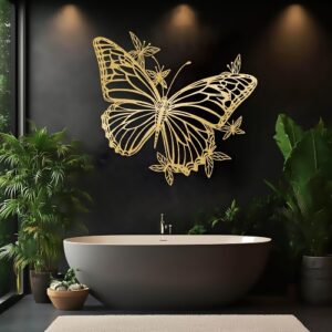 Gold butterfly wall decor metal