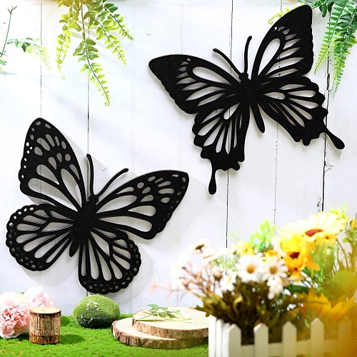 Black metal butterfly wall decor
