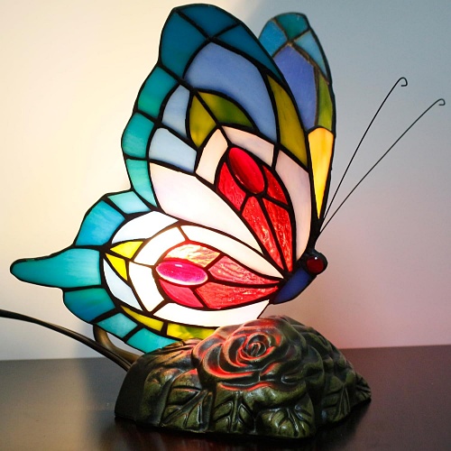 Tiffany style stained glass butterfly table lamp
