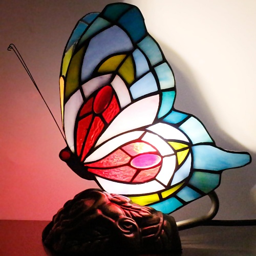 Tiffany style stained glass butterfly table lamp