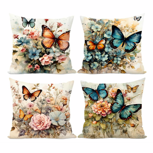 Vintage butterfly throw pillow covers