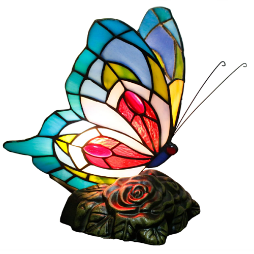 Tiffany style stained glass butterfly table lamp