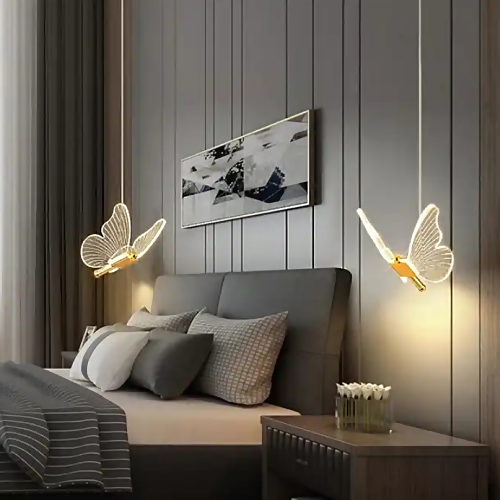 Butterfly lamp hanging from ceiling