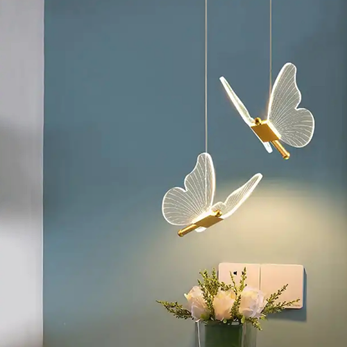 Butterfly lamp hanging from ceiling
