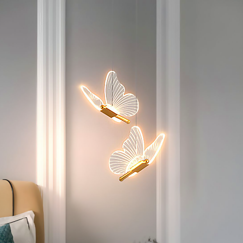 Butterfly lamp hanging from ceiling