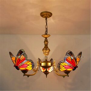 Butterfly stained glass pendant li...