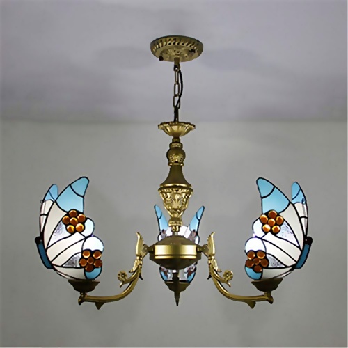Butterfly stained glass pendant light