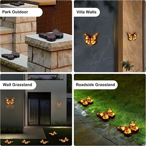Solar powered butterfly ground lights