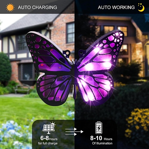 Solar powered butterfly ground lights
