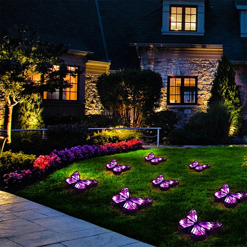Solar powered butterfly ground lights